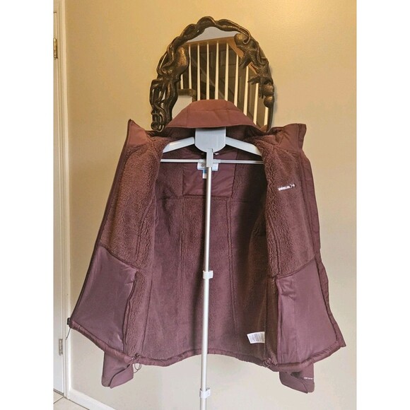 Columbia Omni-Wind Softshell Fleece Lined Maroon Jacket Coat Hood Womens XL New - Picture 6 of 10